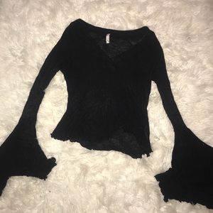 Black Free People Witch Sleeve Shirt